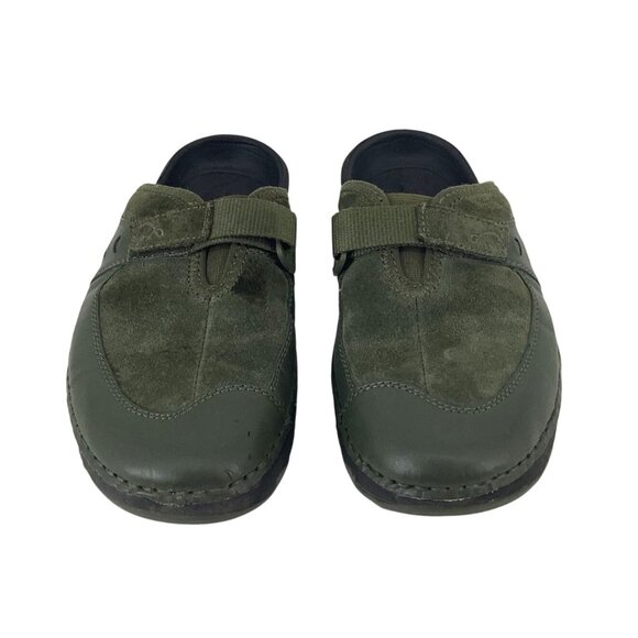 Earth Kalso Negative Heel Suede & Leather Clogs Green Women’s Slip-On Shoes Sz 6 - Picture 2 of 9